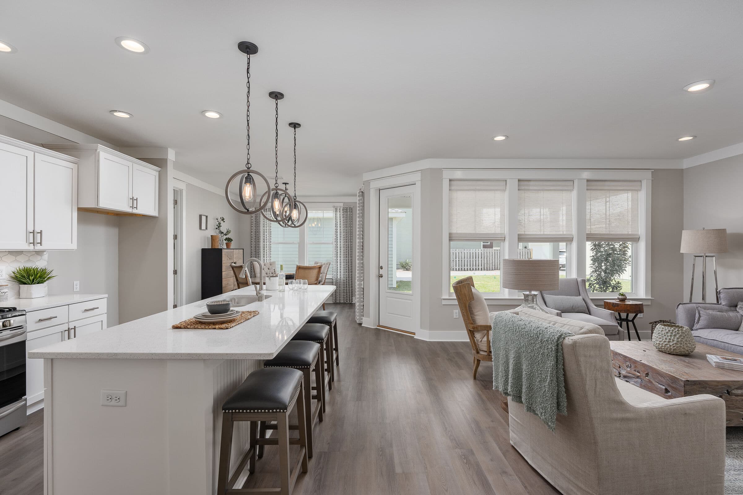 Airy open kitchen and living room