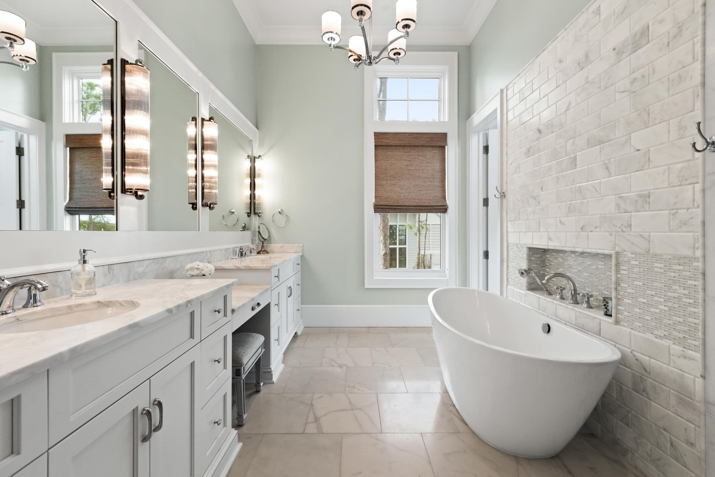 Clean bathroom with a freestanding tub